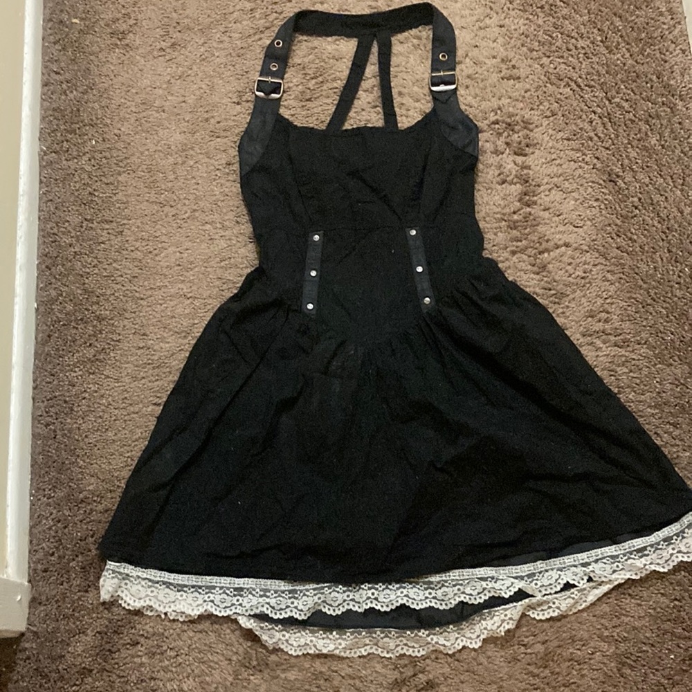 Black Steampunk Style Halter Dress